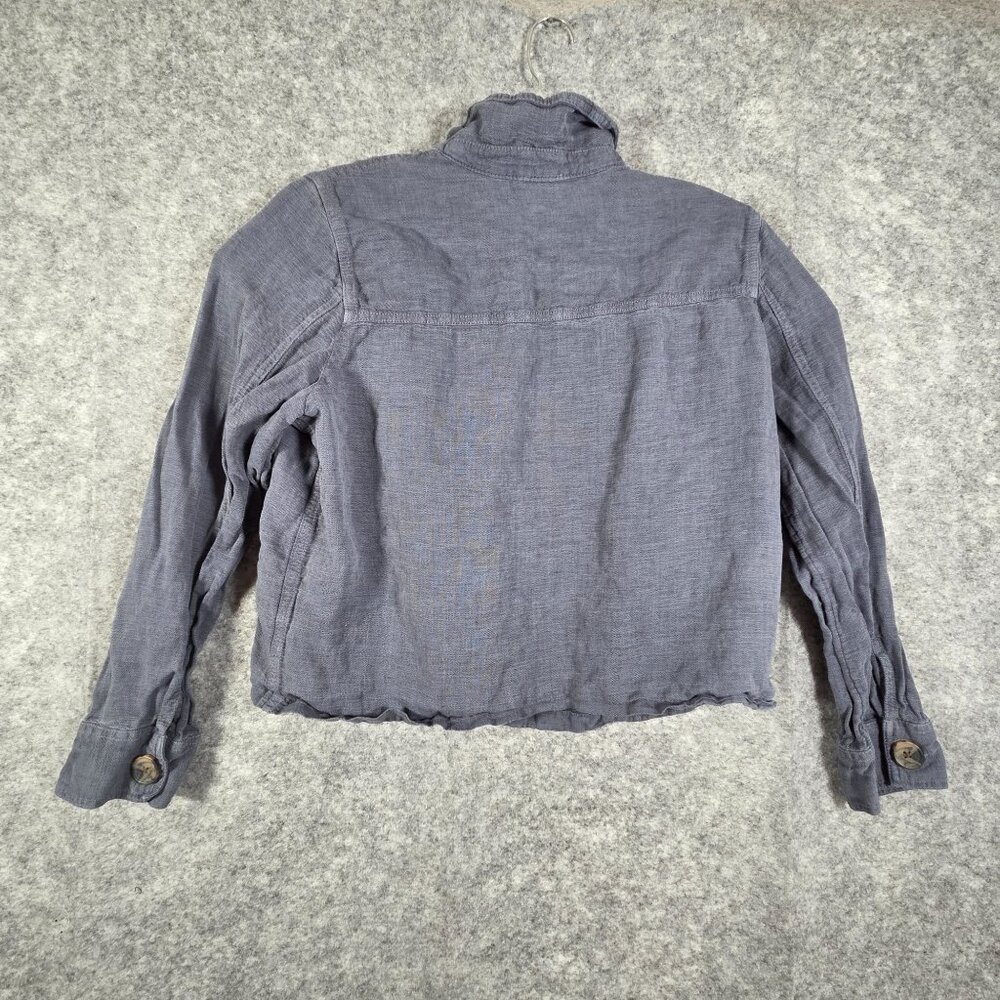 Nicole Miller Linen Cropped Jacket Blue Button Front Lightweight Women's XL Coas - Picture 6 of 9